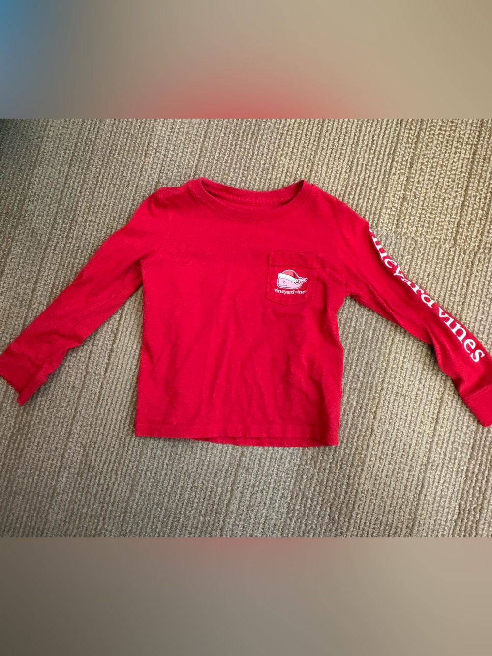 Vineyard Vines Kids Red Long-Sleeve Pocket Tee